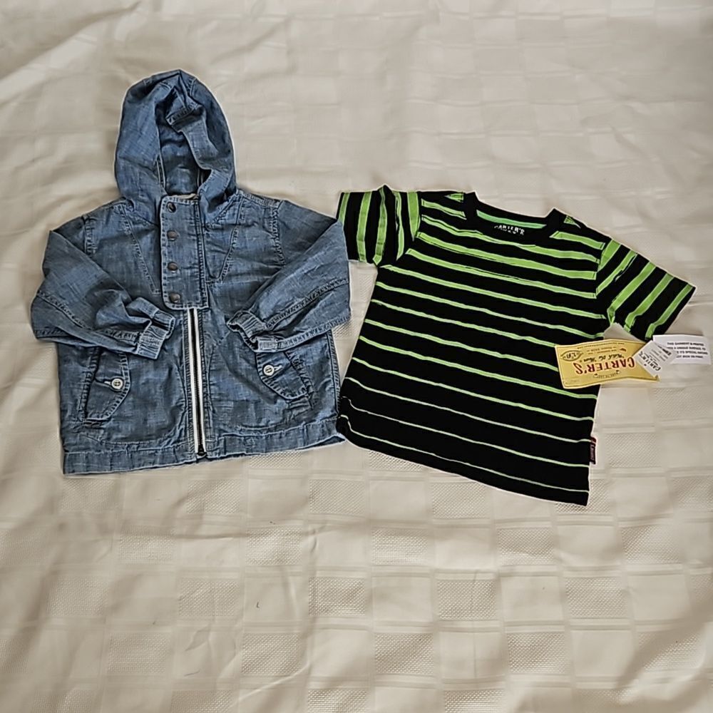 Gap Toddler Boy's Bundle Jacket & Carter's T-shirt Light Blue Washed Size 3
